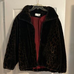 Leopard Print Faux Fur Jacket